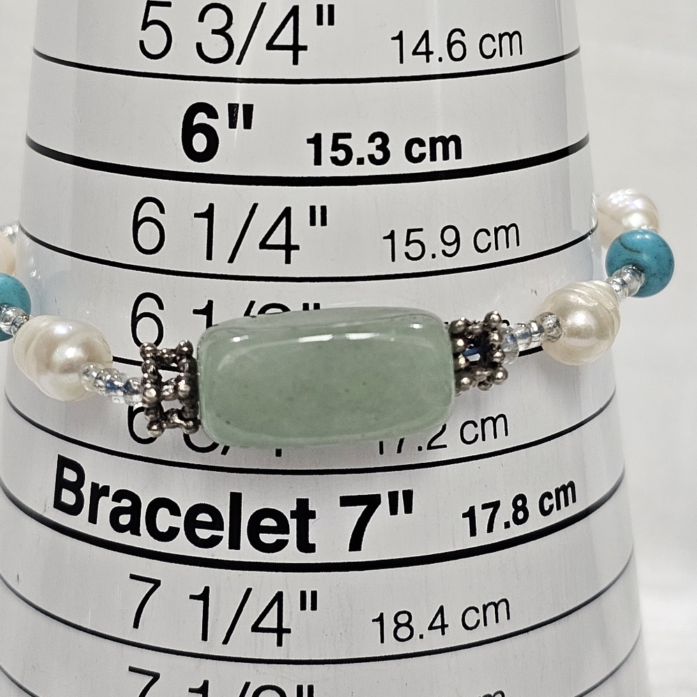 Pearl and Turquoise Bracelet, Necklace, and Ring Jewelry Bundle Set - Picture 11 of 15